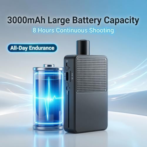 Mini Camera Wireless, 2K HD Nanny Camera with 8H Long Battery Life & Free Cloud Storage, WiFi & Offline Recording, Night Vision & Motion Detection for Pet/Home Monitoring