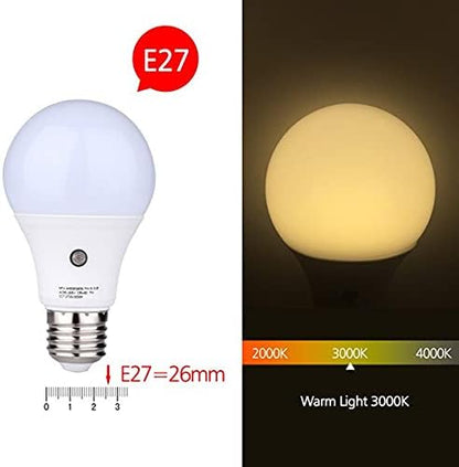 cjc 2 Packs LED Sensor Bulbs, 7W E27 Dusk to Dawn Smart LED Light Bulb Energy Save Automatic Sensor Ball Lamps (4000K-Natural White)