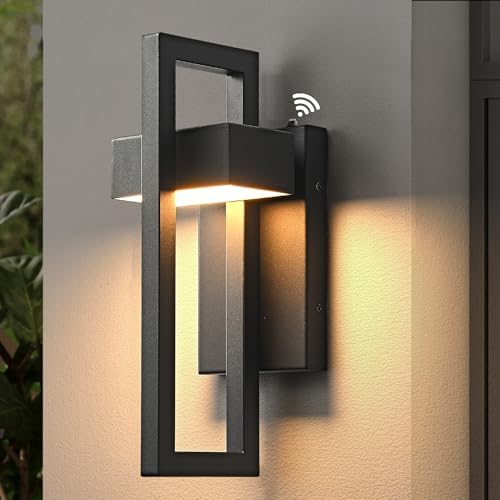Outdoor Wall Sconce Dusk to Dawn Outdoor Lighting, Modern Exterior Lighting Fixtures, Black LED Front Porch Lights Outside Wall Mount Lights for House, Hallway, Warm White 3000K, (1pack)