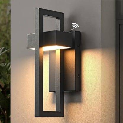 Outdoor Wall Sconce Dusk to Dawn Outdoor Lighting, Modern Exterior Lighting Fixtures, Black LED Front Porch Lights Outside Wall Mount Lights for House, Hallway, Warm White 3000K, (1pack)