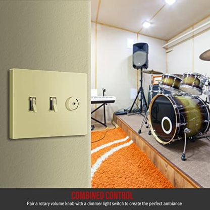 ENERLITES Screwless Triple Toggle Light Switch Wall Plate Cover, Ivory