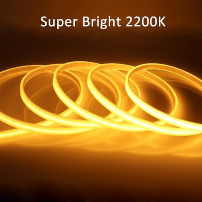 LEDENET COB LED Strip Lights Outdoor IP67 DC12V 16.4ft Golden Yellow 2200K