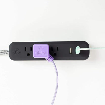 Globe Electric 78249 6ft 3-Outlet USB Surge Protector Power Strip, 2X USB Ports, 2.4 Amps Combined, Black Finish, Right Angle Plug, Compatible with All Charging Devices, Electronic Accessories