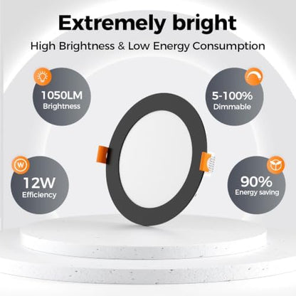 CHARKEE 24 Pack 6 Inch Ultra-Thin 5CCT LED Recessed Ceiling Light,Canless