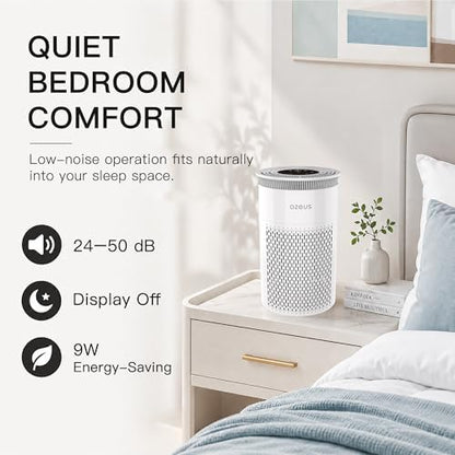 AZEUS Air Purifier for Home, Compact Air Cleaning Device with Multi-Layer Filter, Quiet Operation for Bedroom, Office & Living Room