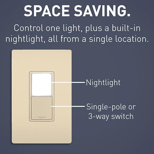 Legrand radiant 15 Amp Combination LED Night Light 3-Way Switch Ivory