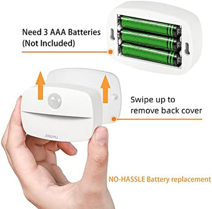 ZISUYU 6-Pack Mini Motion Sensor Night Light Indoor Battery Operated