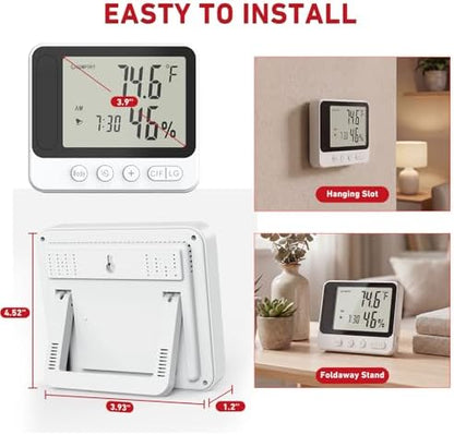 Hygrometer with Camera 4K WiFi Nanny Cam with Humidity and Tempreture Monitor, Motion Detection, Night Vision, Live View by Phone