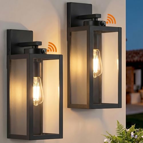 BesLowe 15" Large Upgraded Dusk to Dawn Outdoor Wall Lights, Matte Black