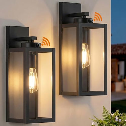 BesLowe 15" Large Upgraded Dusk to Dawn Outdoor Wall Lights, Matte Black