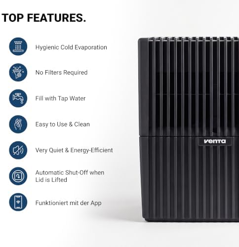 VENTA Humidifier AH515 Original Connect, 375 sq ft, WiFi App, Black