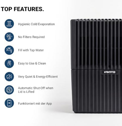 VENTA Humidifier AH515 Original Connect, 375 sq ft, WiFi App, Black