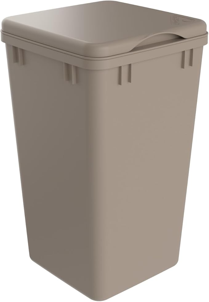 Rev-A-Shelf 27 Qt Under Sink Garbage Can Lid for Kitchen and Bathroom Cabinet, Replacement Plastic Trash Bin Lid Only, Champagne, RV-1024-LID-12-1-40