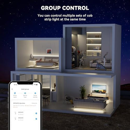 PAUTIX COB LED Strip Nautral White,4000K Dimmable LED Tape Light,CRI93+ Super Bright High Lumen,Compatible with Alexa/Google Assistant,Flexible Strip Ligths for Bedroom,Kitchen,Office,Under Cabinet