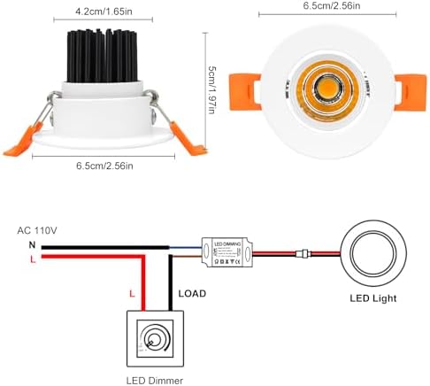 inShareplus 2 Inch LED Downlight, 3W Recessed Lighting COB Dimmable, 3000K Warm White, CRI80, Ceiling Lights with LED Driver, 20 Pack