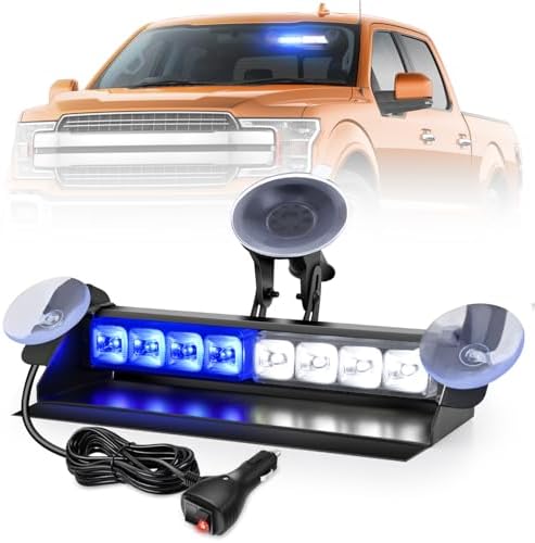 Nilight 8LED Blue White Traffic Advisor Strobe Light Bar Hazard Safety