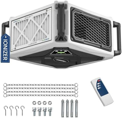 ALORAIR 2 Stage 270° Intake (580/780CFM) Air Filtration Systems Woodworking Built-In Ionizer with Remote Control & Strong Vortex Fan, Hanging Mode for Works Shop, Shop Dust Collectors, Purecare 780IG