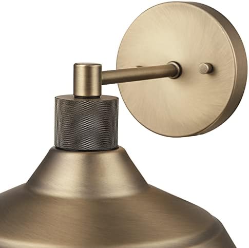 Globe Electric 44841 Sutton Outdoor Wall Sconce, Matte Brass Light Fixture, Front Porch Light or Outdoor Barn Light, Exterior Light Fixture, Textured Socket Detail, Modern Farmhouse Porch Lights, 9''