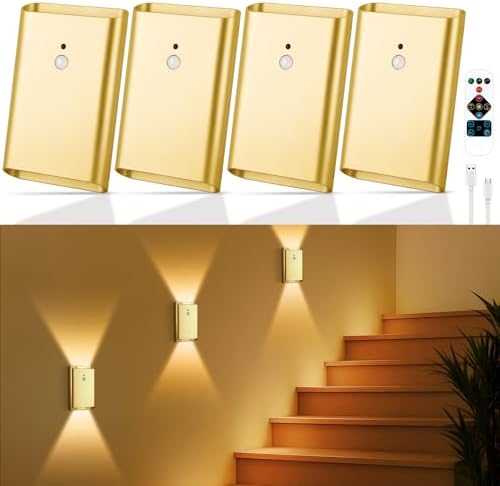 Eneru Motion Sensor Wall Sconce, Rechargeable Wireless Lights Indoor 4 Pack