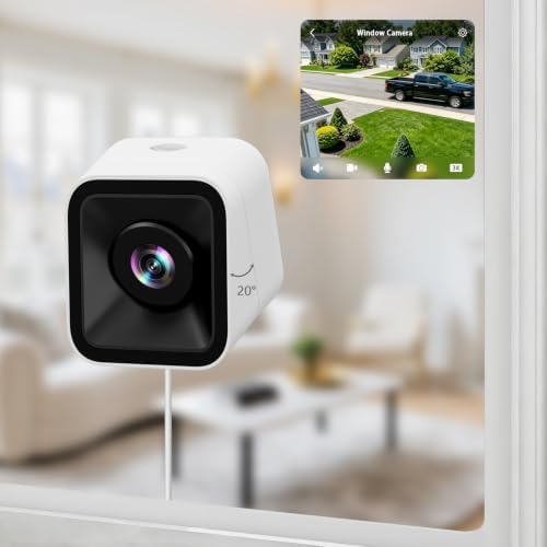 5MP 3K Window Camera, 2 Pack Adjustable Angle Window Mount, Indoor for Outdoor Monitoring Through Glass, WiFi6 2.4GHz & 5GHz, Full Color Night Vision, AI Human & Vehicle Detection, 24/7 Recording