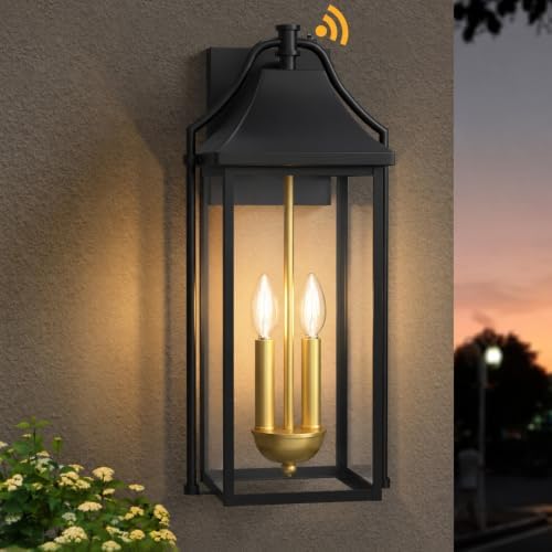 22IN Dusk to Dawn Outdoor Light, 2-E12 Base Outdoor Porch Light