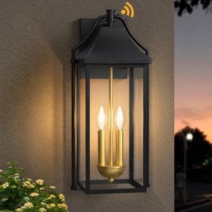 22IN Dusk to Dawn Outdoor Light, 2-E12 Base Outdoor Porch Light