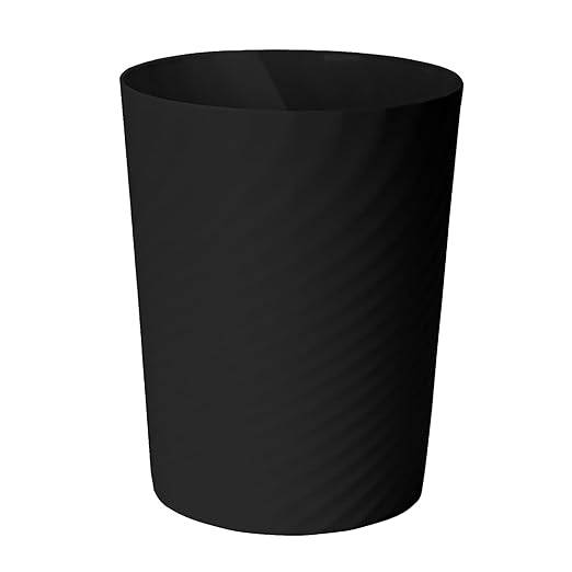 Small Plastic Trash Can - 1.8 Gallon - Black - Wastebasket Garbage Can Container