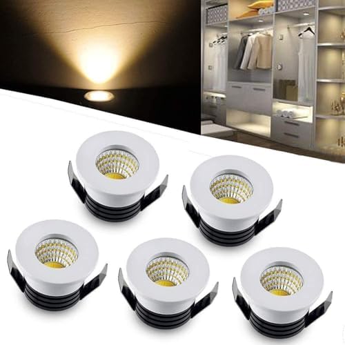 5Pack 1 inch Recessed LED Lights, 3W Mini Recessed LED Lights AC110V