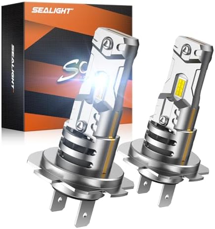 SEALIGHT h7 LED Bulb, 60,000LM 6500K Output Canbus Ready, 1000% Brighter H7 Bulbs For Powersports IP68 80000Hrs Lifespan, 1：1 Size 3Mins Installation, 2 Pack