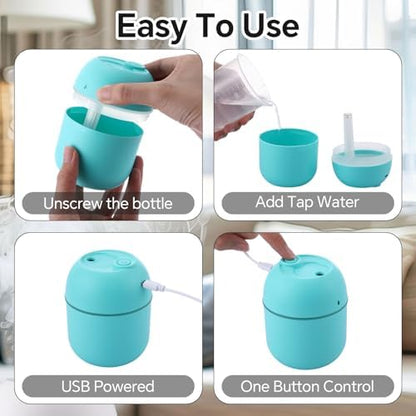 Hortsun 6 Pcs Mini Humidifiers, 220ml Humidifier for Plant,White,Pink,Green