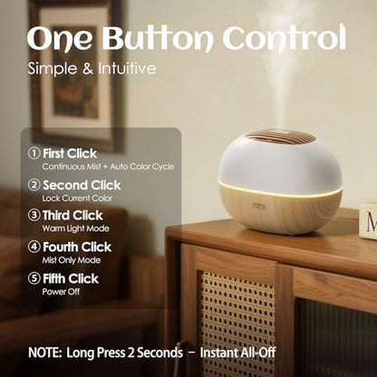 Soulorigin 100ml Mini Essential Oil Diffuser, Portable Aromatherapy Diffuser with Warm Light, One-Button Control, Auto Shut-Off, Quiet Ultrasonic Mist for Home, Travel, Yoga, Meditation (Wood Paint)