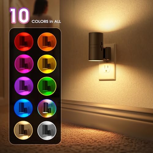 Briignite Night Lights Plug into Wall, 1 Pack 11-Color Changing Night Light