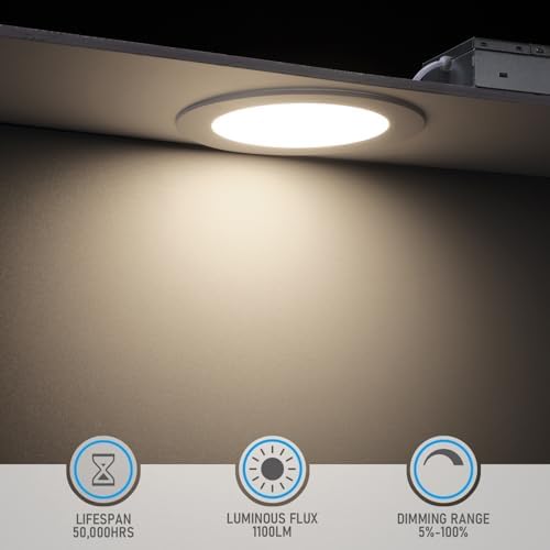 TORCHSTAR 12-Pack 6 Inch Ultra-Thin LED Recessed Light, CRI90 12W, 4000K