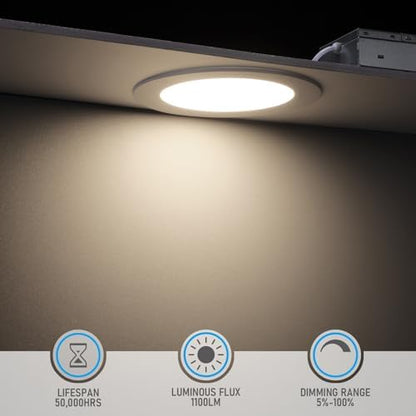 TORCHSTAR 12-Pack 6 Inch Ultra-Thin LED Recessed Light, CRI90 12W, 4000K