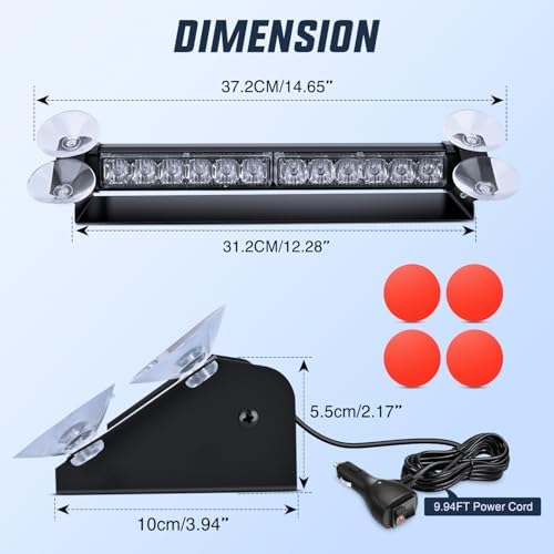 Nilight 12LED Traffic Advisor Strobe Light Bar Red Blue Hazard Safety