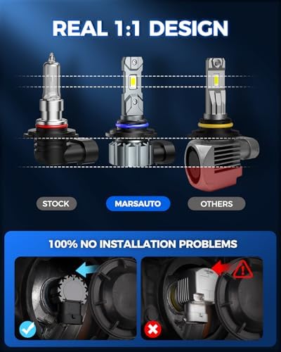 Marsauto M1S 9006 HB4 Bulbs, 30000LM Super Bright 9006 Bulb 1:1 Mini Design, 6000K Cool White HB4 Fog Light, 3min Plug and Play, IP68, Pack of 2