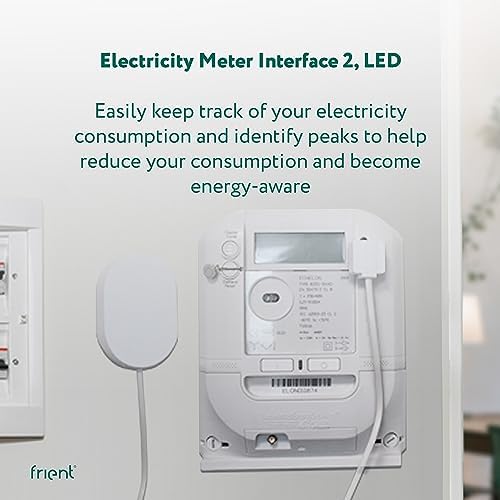 frient Electricity Meter Interface 2, LED | Wireless Meter Readings | Energy Consumption Monitoring | for Meters with LED Pulses | Zigbee | Works with Homey