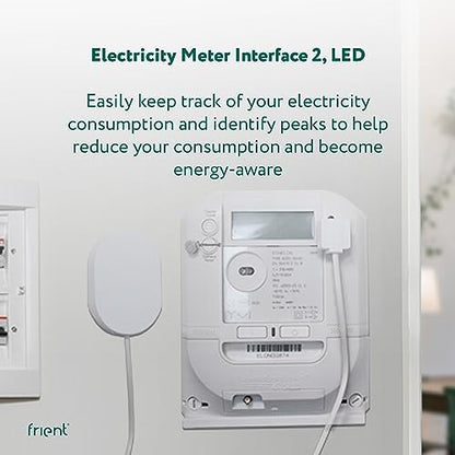frient Electricity Meter Interface 2, LED | Wireless Meter Readings | Energy Consumption Monitoring | for Meters with LED Pulses | Zigbee | Works with Homey