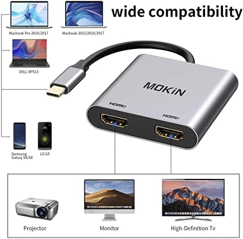 USB C Docking Station USB Type C to Dual Monitor HDMI Adapter 4K@60HZ for MacBook Pro 2020-2016,MacBook Air 2020-2018,Chromebook Pixel,LenovoYoga 720/730,Surface Book 2 etc