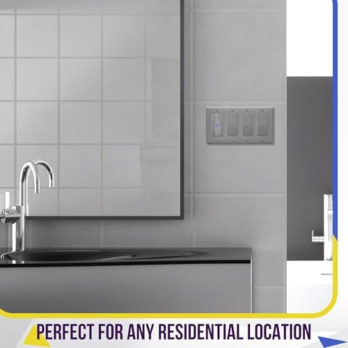 ENERLITES 4-Gang Gray Decorator Light Switch Outlet Wall Plate Cover