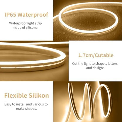 iNextStation 6.56FT 5V USB LED Strip Lights Warm White Neon LED Rope Lights