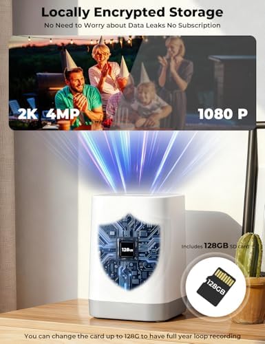 Solar Security Cameras Wireless Outdoor, 2-Cam Kit, 2K Home Security Camera System with 128GB Local Storage, No Subscription Required, PIR & AI Human Detection, Color Night Vision