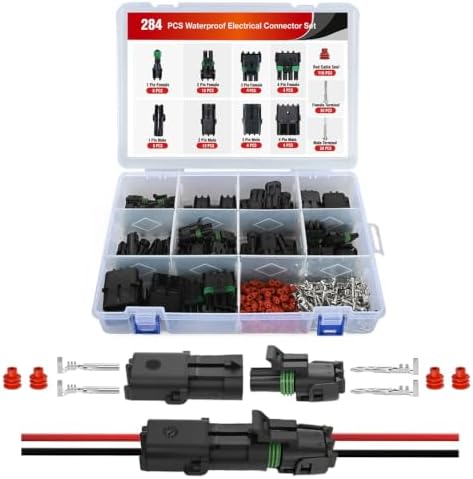 Nilight 284PCS 1 2 3 4 Pin Waterproof Automotive Electrical Connector Kit