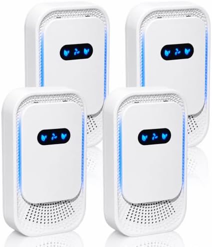 Air Ionizers 4 Pack, Small Negative Ion Air Purifiers, Low Noise Portable Air Freshener for Odor, Smoke, Dust, Pets, Fresh Odor Eliminator Kit (White-4pcs)