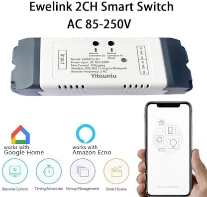 EWeLink 2CH WiFi Relay Switch AC85V-250V DIY Smart Home Control Module