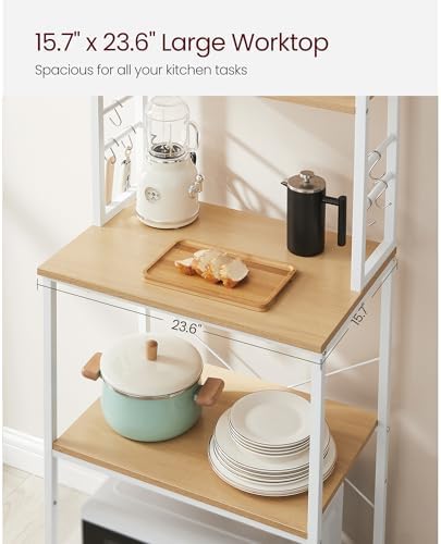 VASAGLE Coffee Bar, 23.6 Inches 6-Tier Baker's Rack with 6 Hooks