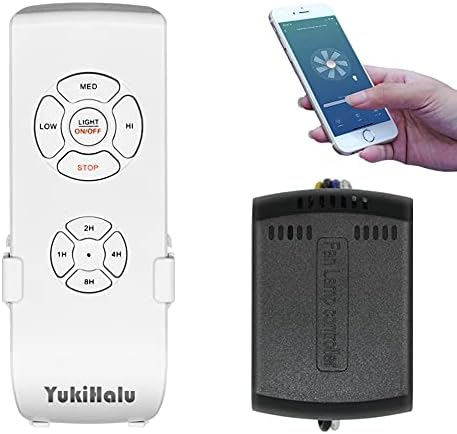 Smart WiFi Ceiling Fan Remote Control Kit, Universal Fan Remote, Controlled by Remote/WiFi/Voice, 3 Speeds 12 Timing, Compatible with Alexa, Google Assistant, Smart Life App, No Hub Required