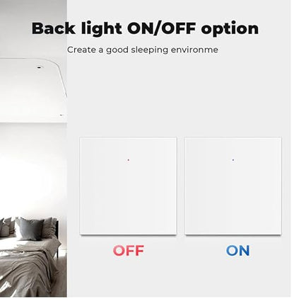 Wifi Smart Wall Switch Press Key Compatible Compatible with Alexa,Google Assistant,No Neutral line Needed and Neutral line Needed Dual Mode,EU,10A (2 Keys)