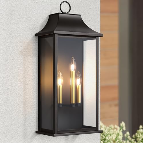 Dusk to Dawn Outdoor Wall Light, Black, 25.3" Exerior Lamp