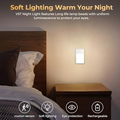 VST 3 Pack Rechargeable Stair Lights Motion Sensor 1800mAh Battery Powered
